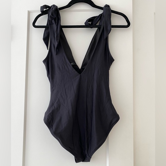 J.Crew, black v neck bow onepiece swimsuit - Picture 2 of 2